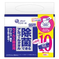 ウェットティッシュ エリエール 除菌できるアルコールタオル ウイルス除去ボックス 詰め替え（40枚入×10個パック）大王製紙