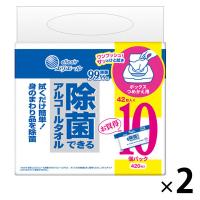ウェットティッシュ エリエール 除菌できるアルコールタオル ボックス 詰め替え（42枚入×10個パック）1セット（2個）大王製紙