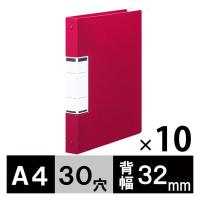 アスクル クリアファイル A4タテ 30穴 差し替え式 背幅32mm レッド 赤 10冊 ユーロスタイル  オリジナル