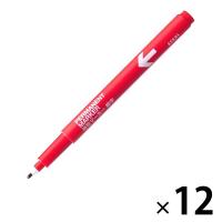 アスクル 油性ペン 油性マーカー 細字 赤 12本  オリジナル