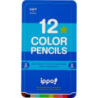 色えんぴつ　スライド缶入　ippo（イッポ）　12色　プレーンM（ブルー）　CL-RPM0412C　1個　トンボ鉛筆