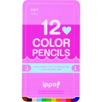 色えんぴつ　スライド缶入　ippo（イッポ）　12色　プレーンM（ピンク）　CL-RPW0412C　1個　トンボ鉛筆
