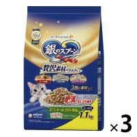 銀のスプーン 贅沢素材バラエティ 肥満が気になる猫用 まぐろ・かつお・ささみ・野菜に天然小魚 国産 1.1kg 3袋 キャットフード 猫