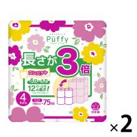 トイレットペーパー　4ロール　古紙配合　ダブル　75m　パフィー長さが3倍４ロール　1セット（4個入×2パック）　日清紡ペーパープロダクツ