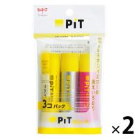 スティックのり　PIT　消えいろピットSネオンイエロー　乾くと色が消える　3種アソートパック　HCB-313X　2パック（3本入×2）　トンボ鉛筆