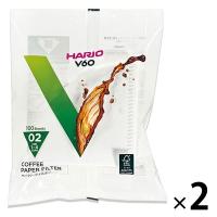 HARIO（ハリオ） コーヒーフィルター V60用 ペーパーフィルター02W 1〜4杯用 1セット（100枚入×2袋） VCF-02-100W