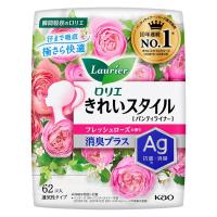 パンティライナー フレッシュローズの香り 羽なし 14cm ロリエ きれいスタイル 消臭プラス 1個（62枚） 花王 おりものシート