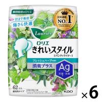 パンティライナー フレッシュハーブの香り 羽なし 14cm ロリエ きれいスタイル 消臭プラス 1個（62枚×6個） 花王 おりものシート