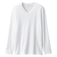 【メンズ】無印良品 紳士 あったか綿 Vネック長袖Tシャツ 紳士L 白 良品計画