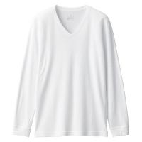 【メンズ】無印良品 紳士 あったか綿 厚手 Vネック長袖Tシャツ 紳士S 白 良品計画