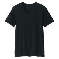 【メンズ】無印良品 紳士 あったか綿 Vネック半袖Tシャツ 紳士M 黒 良品計画