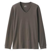 【メンズ】無印良品 紳士 あったか綿 厚手 Vネック長袖Tシャツ 紳士M カーキ 良品計画