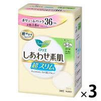ナプキン 超スリム多い昼用22.5cm羽つき ロリエ しあわせ素肌 ボリュームパック 1セット（1パック（36個入）×3）花王