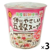 【ワゴンセール】ヒガシマル 国産穀類使用 体にやさしい五穀スープ 梅風味 3個（わけあり品）