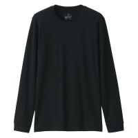 SALE 無印良品 メンズ 紳士 あったか綿 厚手 クルーネック長袖Tシャツ 紳士S 黒 良品計画