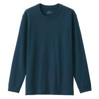 SALE 無印良品 メンズ 紳士 あったか綿 ウールクルーネック長袖Tシャツ 紳士L ネイビー 良品計画
