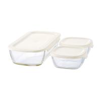 HARIO（ハリオ） スタッキング 耐熱ガラス製保存容器 コンテナS 1セット（3個入） KSTL-S-2508-OW 日本製