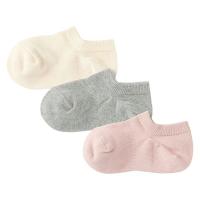 無印良品 キッズ 足なり直角 スニーカーイン（３足組） キッズ１５〜１９ｃｍ 生成・ピンク・グレー 良品計画