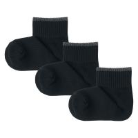 無印良品 キッズ 足なり直角 ショート丈靴下（柄・３足組） キッズ１９〜２３ｃｍ 配色（黒） 良品計画