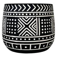 【園芸用品】welzo トライバルポット　口径130ｍｍ　ブラック 4933136552111 1個