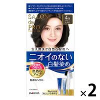 サロンドプロ 無香料ヘアカラー 早染めクリーム 白髪用 4Aアッシュブラウン 1セット（2個） ダリヤ