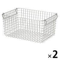 無印良品 ステンレスワイヤーバスケット4 約幅37×奥行26×高さ18cm 1セット（1個×2） 良品計画