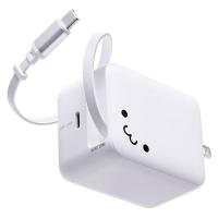 エレコム USB充電器 タイプC 巻き取り式 ケーブル一体 35W しろちゃん EC-AC12835WF 1個