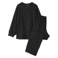 SALE 無印良品 レディース 婦人 二重ガーゼ ドットドビー 長袖パジャマ 婦人Ｓ 黒 良品計画