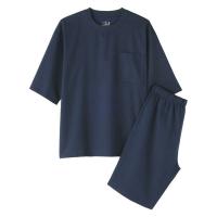 SALE 無印良品 メンズ 紳士 風を通す 半袖ルームウェアセット 紳士Ｍ ネイビー 良品計画
