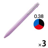 ジェットストリーム 3色ボールペン 0.38mm スリムコンパクト ラベンダー軸 紫 SXE3JSS38.34 三菱鉛筆uniユニ 3本