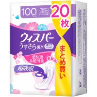 ウィスパー うすさら吸水 吸水ナプキン 多くても安心用 100cc 羽なし 27cm パック 1パック（20枚入）ウイスパ―