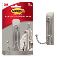 スリーエム(3M) コマンド ダブルフック 壁掛け 傷つけ ない きれいにはがせる 耐荷重1.8kg ニッケルサテン 1パック CMD-WN