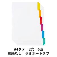 アスクル　ラミネートタブインデックス　2穴　6山　扉紙無　A4タテ　1袋（10組入）  オリジナル