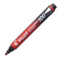 パイロット パーマネントマーカー100 油性ペン 中字丸芯 レッド 赤 MPM-10F-R 1本