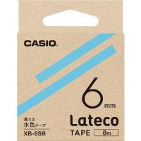 カシオ ラテコ(Lateco)専用詰め替えテープ 6mm 水色テープに黒文字 ( XB6SB ) カシオ計算機(株) | 配管材料プロトキワ