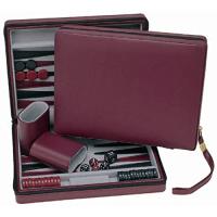 WE Games Burgundy Magnetic Backgammon Set with Carrying Strap - Travel Size | 舶来市場