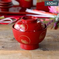 光輪松 ふた付き 高台 雑煮椀 13.5cm (総朱 レッド) 漆器 山中塗 // 食器 和食器 お椀 おわん 吸物椀 お正月 お祝い おもてなし 華やか 上品 おしゃれ | Primitive陶舎花花 Yahoo!店