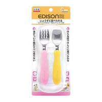 EDISON mama(エジソンママ) フォーク&amp;スプーン ケース付 1歳半~ マンゴー&amp;ピーチ 日本製 送料無料 クリックポスト発送 | さわやか販売ヤフー店