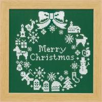 オリムパス X-101「クリスマスリース(グリーン)」 額 クロス・ステッチキット クリスマス 手芸キット 飾り 手作りキット 壁掛け 