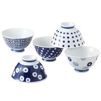 西海陶器 藍丸紋 軽量茶碗揃え5PC 13303 | 川西ストア