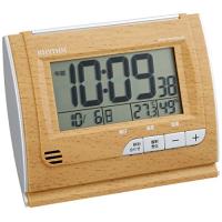 リズム(RHYTHM) 目覚まし時計 電波時計 デジタル 温度 ・ 湿度 カレンダー 付 茶 (薄茶木目仕上) フィットウェーブD165 8RZ165SR07 | ハピネスストア