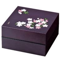 正和 『重箱』 宇野千代 オードブル重二段 18cm 間仕切り付き あけぼの桜 紫 | ハッピースクエア