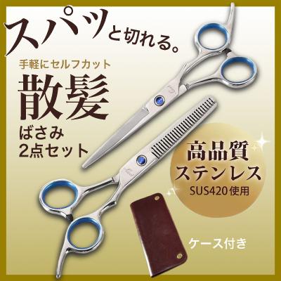 ステンレス製散髪用シザー ケース付き 2本セット/美容師 ステンレスハサミ 専用ケース付 高級モデル ヘア