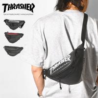 ウエストバッグ メンズ シンプル 大容量 撥水 サブバッグ アウトドア THRASHER スラッシャー ブランド ロゴ 刺繍 ブラック THR-145 おしゃれ かっこいい | hauhau