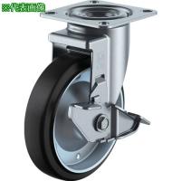 ■ユーエイ プレート式 自在 キャスター ゴム 車輪径100mm ストッパー付き Jタイプ RJ2-S型 取付寸法71×71(68×68)【3621586:0】[店頭受取不可] | PROsite Yahoo!店