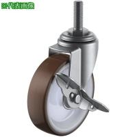 ■ねじ込み式 自在 ステンレスキャスター ウレタン 車輪径100mm ストッパー付き Eタイプ SUS-ET-S型 ネジ寸法W3/4×40山数10【4405463:0】[店頭受取不可] | PROsite Yahoo!店