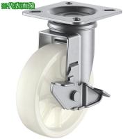 ■プレート式 自在 ステンレスキャスター ナイロン 車輪径100mm ストッパー付き Jタイプ SUS-J-S型 取付寸法74×74(67×67)【4405617:0】[店頭受取不可] | PROsite Yahoo!店