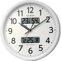 ■シチズン 電波時計 壁掛け時計 温湿度計付き カレンダー付 連続秒針 白 Φ350×56mm【6892333:0】[店頭受取不可] | PROsite Yahoo!店