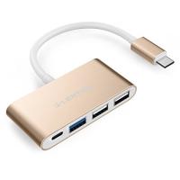 LENTION　3ポートUSB-Cハブ　Type-C充電ポート搭載 全4色 USB3.0 端子不足を解消　12インチNew MacBook/ChromeBook Pixel対応 (ゴールド) | ヘルシースマイル