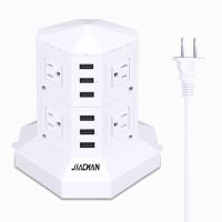 JIACHAN タワー式電源タップ2層縦コンセント 8ACスマート高速充電雷ガード 過負荷保護 省エオフィス/家庭白 | HeartLand